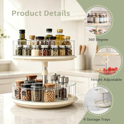Lazy Susans Organizer for Medicine Cabinet, 2 Tier Rotary Turntable