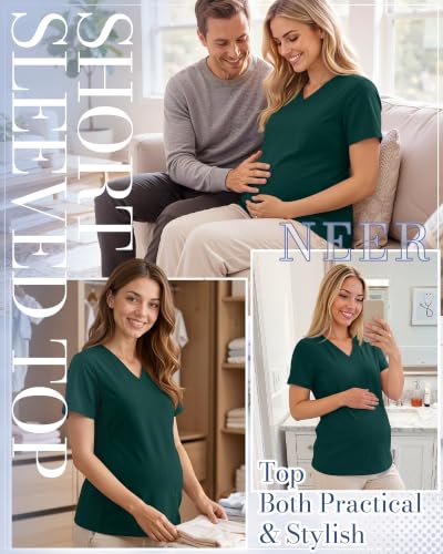 Neer Women's Maternity Scrub Top - color: Dark Green, size: Large
