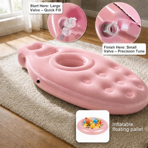 Inflatable Pregnancy Pillow Belly Hole Pool Float for Stomach Sleepers - color: Pink