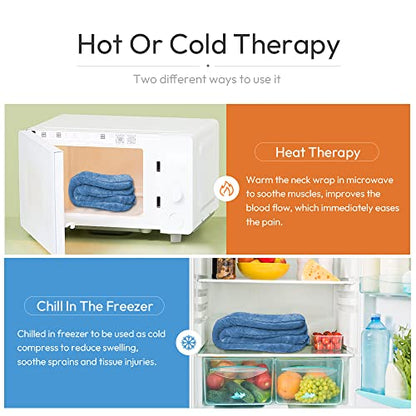 MORLIDEN Microwavable Neck Wrap Warmer&Shoulder Weighted Hot Cold Compress - color: Light Blue, size: Neck Shoulder Wrap Pad