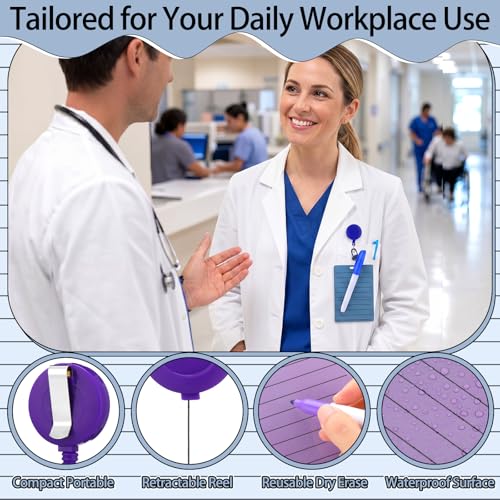 Lincia 6 Sets Nurse Badge Notepad with Marker, Retractable Dry Erase Board - color: Multicolor, style: Lined