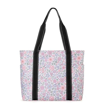 Tote Bag for Women with LaptopCompartment & Cup Holder - color: Delicate Fleur