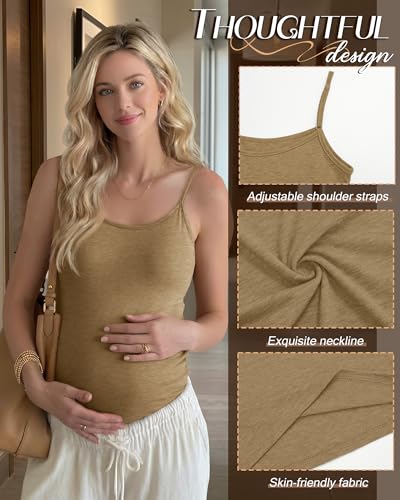 3 Pack Womens Maternity Nursing Camisoles - color: Cream, Khaki, Brown, size: Small