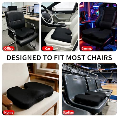 Coccyx & Tailbone Support Seat Cushion, Black - color: Black
