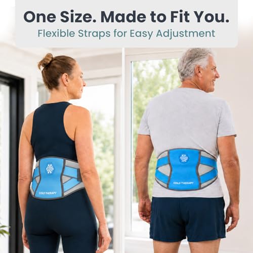 Pelegon Ice Pack for Back for Lower Back Pain Relief - Reusable Lower Back Ice Pack Wrap with Adjustable Brace - Cold Therapy Gel Pack for Sciatica, Coccyx, Herniated Disc and Recovery