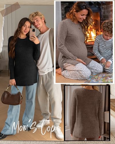 3 Pack Maternity Shirts Pregnancy Sweaters Tunic Tops - color: Coffee, Brown, Black, size: Small