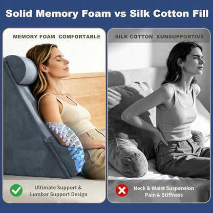 Reading Pillow for Bed with Detachable Armrests, Headrest & Lumbar Support