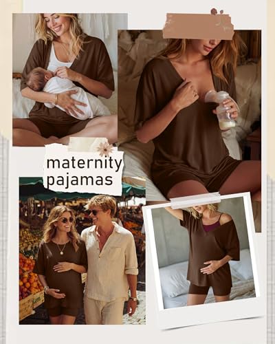 Women's 2 Piece Maternity Oversized Set - color: Chestnut, size: Large