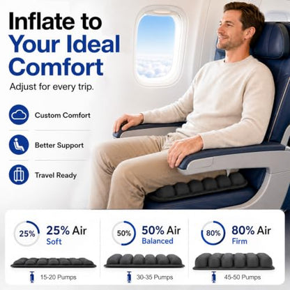 Airplane Seat Cushion, Inflatable Travel Cushion for Long Flights