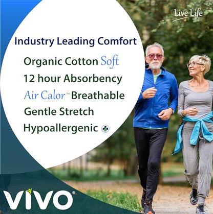 VIVO Organic Cotton Sensitive Skin Overnight Adult Incontinence Pullup Underwear, Women & Men, Medium 22 Count - size: Medium (22 ct), style: Pullup Underwear