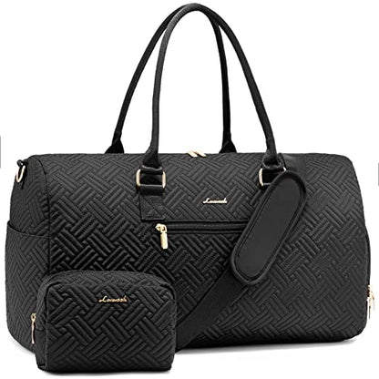 LOVEVOOK Travel Duffle Bag & Weekender with Toiletry & Shoe Compartment - color: Black-b, size: Large