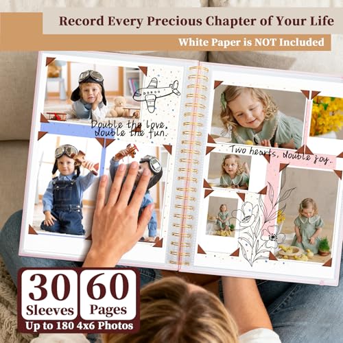 Linen Memory Book 8.5x11 in, Window Cover 30 Sleeves Pink - color: Pink, size: 8.5"X11" 30Sheets