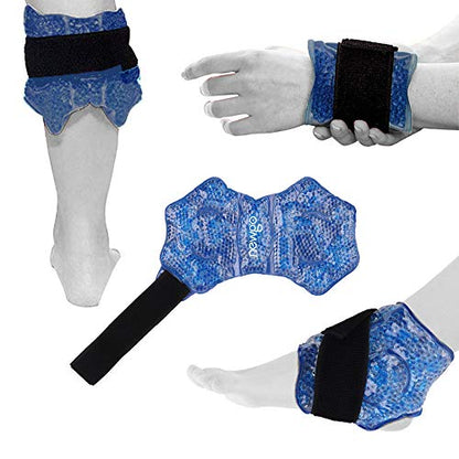NEWGO Gel Ice Pack for Ankle Pain Relief, 2 Pack Ankle Ice Pack Wrap, Reusable Cold Therapy Wraps for Sprains, Swelling & Injuries