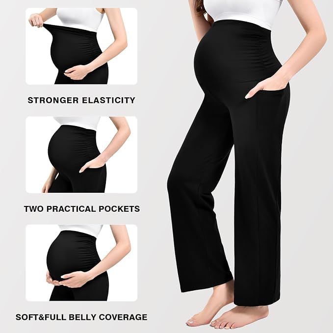 Ipletix Maternity Work Wide Leg Lounge Pants - color: Royal Blue, size: Medium