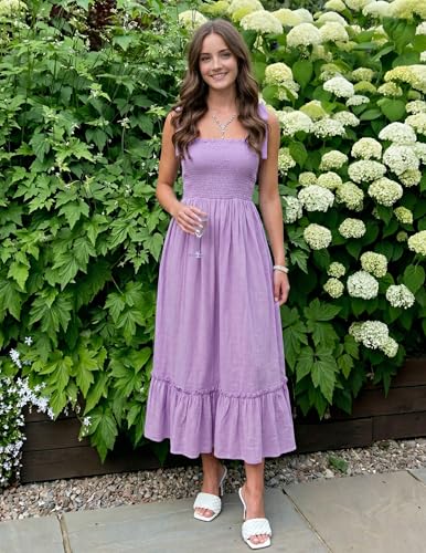 ZESICA Womens Summer Boho Spaghetti Strap Maxi Dress - color: Lavender, size: X-Small