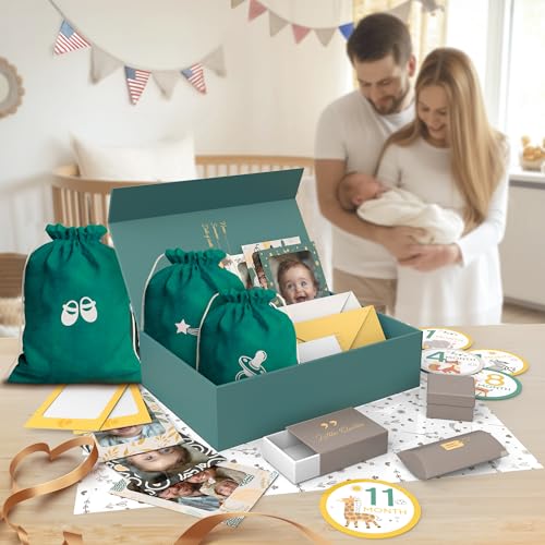Baby Keepsake Box, Gift for New Parents and Expecting Mom, Baby Memory Box - color: Green