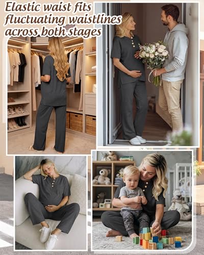 Women Maternity Lounge Set - color: Heather Gray, size: Medium