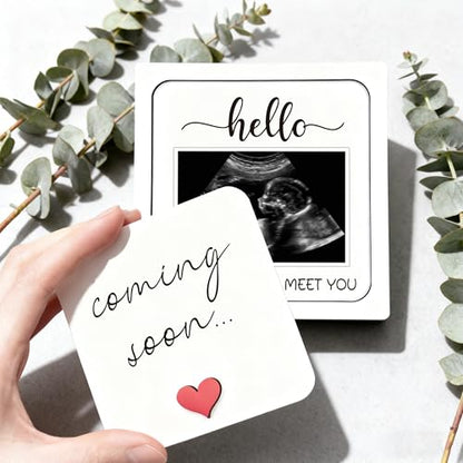 Baby Coming Soon Pregnancy Announcement Ultrasound Frame Keepsake Box Gift - color: white28