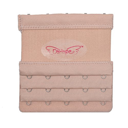 Elastic Bra Extender Strap 5 Hook 3 Row 3/4" Plus Size Bra Extension Band - color: 6pcs Bra Extenders (Dark Beige)