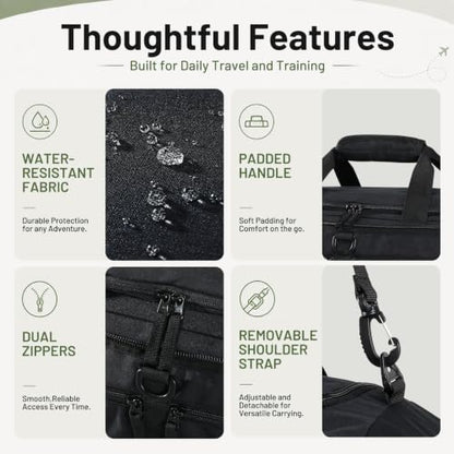 MIER Packable Travel Duffle Bag with Shoe Compartment, 50L, Black - color: Black, size: 50L