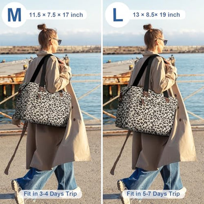 Pritent Travel Duffle Bag, Weekender Overnight Personal Item Carry On Bag - color: Leopard, size: Medium