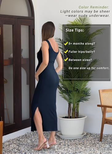 Rnxrbb 2 PCS Summer Fall Maternity Dresses Long Cardigan Set for Women - color: Navy, size: Medium