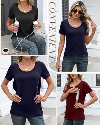 Huukeay 3 Pack Women's Nursing Shirts - color: Black, Navy Blue, Burgundy, size: XX-Large