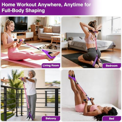 Durable Comfortable Padded Handle Adjustable Pedal Resistance Band 20-40LBS for Full Body Workout - color: purple