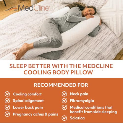 MedCline Cooling Full Length Body Pillow for Side Sleepers, 22"x50"x6" - size: Cooling