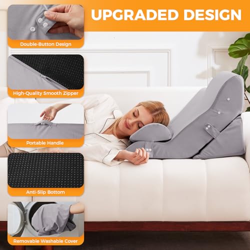 Ruqmuis Wedge Pillow Set for After Surgery, Bed Wedge Pillow, Plush Grey - color: Plush Grey, size: 3pcs