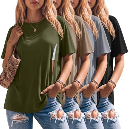 4 Pack Women's Nursing Shirts - color: Army Green, Light Brown, Gray, Black, size: Small
