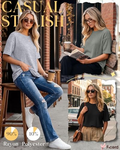 Ficerd 3 Pack Women Oversized Nursing Shirts - color: Black, Light Gray, Army Green, size: X-Large