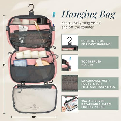 TRIPPED Travel Gear 3-Piece Travel Toiletry Bag Set - color: Pink