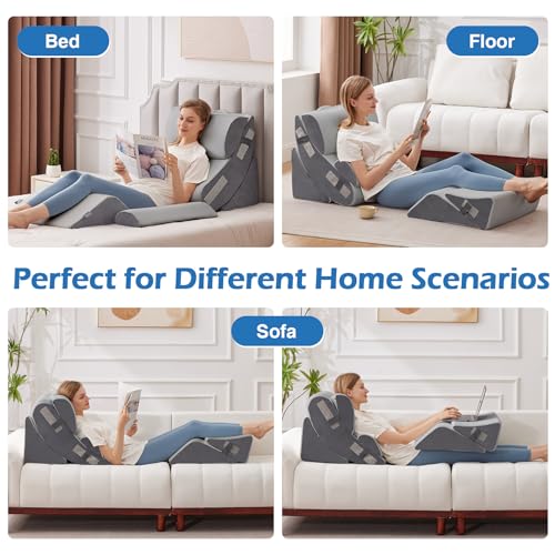 Ahpmeoa 6PCS Wedge Pillow Set for After Surgery, Sit Up Pillow, Grey - color: Grey