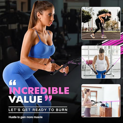 HPYGN Resistance Bands with Handles, 150 lb Exercise Bands for Home Workout - color: pink, style: 200LBS
