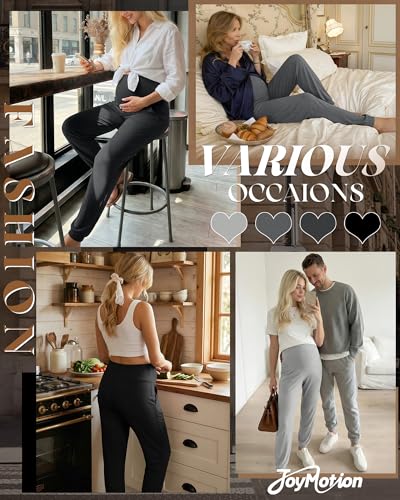 4 Pack Women's Maternity Jogger Pants - color: Light Gray, Dark Gray, Mixed Black, Black, size: Medium