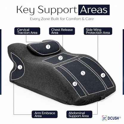 Ergonomic Contoured Couples Intimacy Memory Foam Pillow with Removable Headrest, 27° Angled Support for Neck and Waist, Massages, Reading, Relaxing & Leg Elevation, Removable Washable Cover