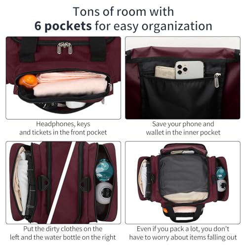 17 inch Small Duffle Bag, Burgundy - color: Burgundy, size: 17 inch