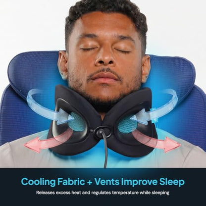 Cabeau Evolution X Deluxe - Best Travel Neck Pillow with Travel Bag (Dark Blue/Light Blue)