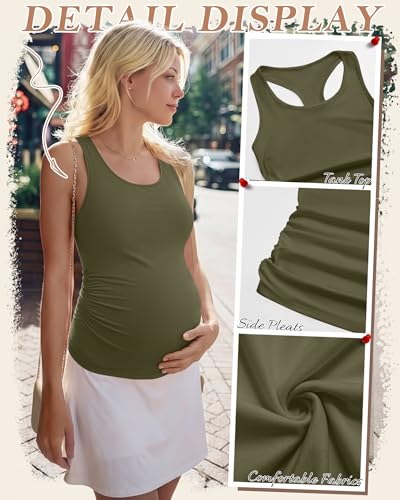4 Pack Women's Maternity Tank Tops - color: Black, White, Coffee, Army Green, size: Large