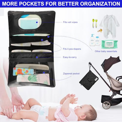 Shoulder Diaper Tote Mommy Bag for Boy Girl Twins - color: Black