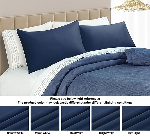 100% Egyptian Cotton Pillow Protectors Set of 4 Standard Size - color: Navy Blue, size: Standard 4Pack