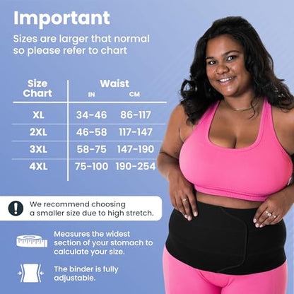 QORE LOGIQ Plus Size Abdominal Binder Post Surgery (Black, XXXX-Large, 12") - color: Black, size: XXXX-Large