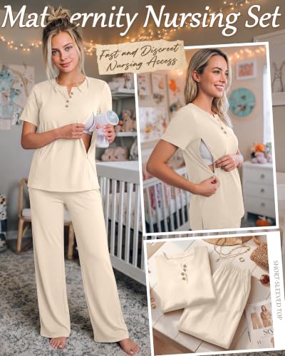 Women Maternity Nursing Set - color: Apricot, size: X-Large