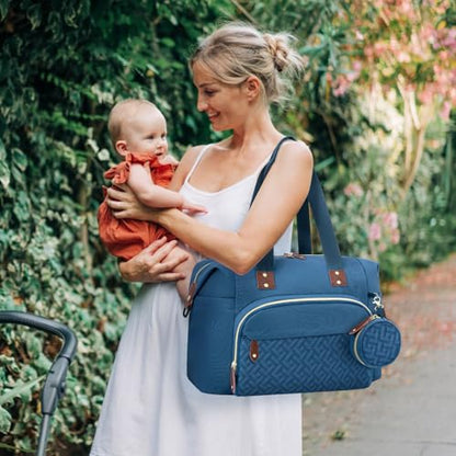 Tenot Diaper Bag Tote, Baby Bags with Pacifier Case Blue - color: Blue, size: Medium