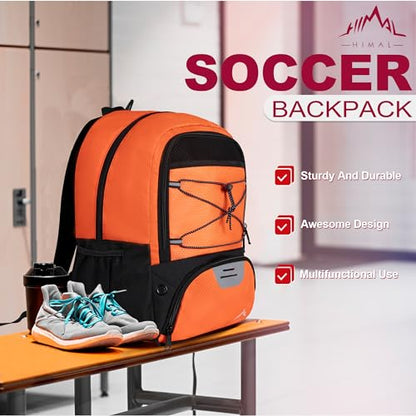 Himal Outdoors Soccer Backpack, Separate Cleat Compartment - color: Orange