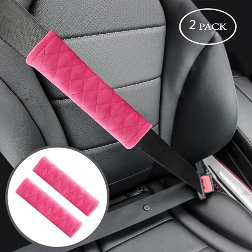 Amooca 2 Pack Seat Belt Covers Soft Shoulder Pad for Cars & Backpack - color: Watermelon Red