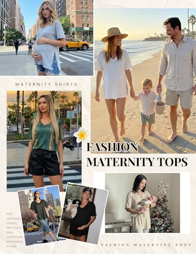 Ekouaer Maternity Shirts 3 Pack Oversized Pregnancy Tops Summer Clothes - color: 3 Pcs Black/ White/ Boho Green Floral, size: Large