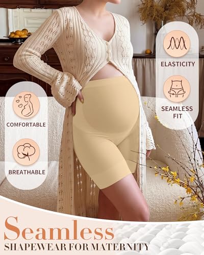 3 Pack Maternity Shapewear Shorts - color: Cinnamon Pink, Nude, Black, size: Small