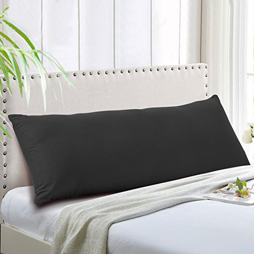 Evolive Ultra Soft Microfiber Body Pillow Cover/Pillowcases 21"x54" with Hidden Zipper Closure (Black) - color: Black